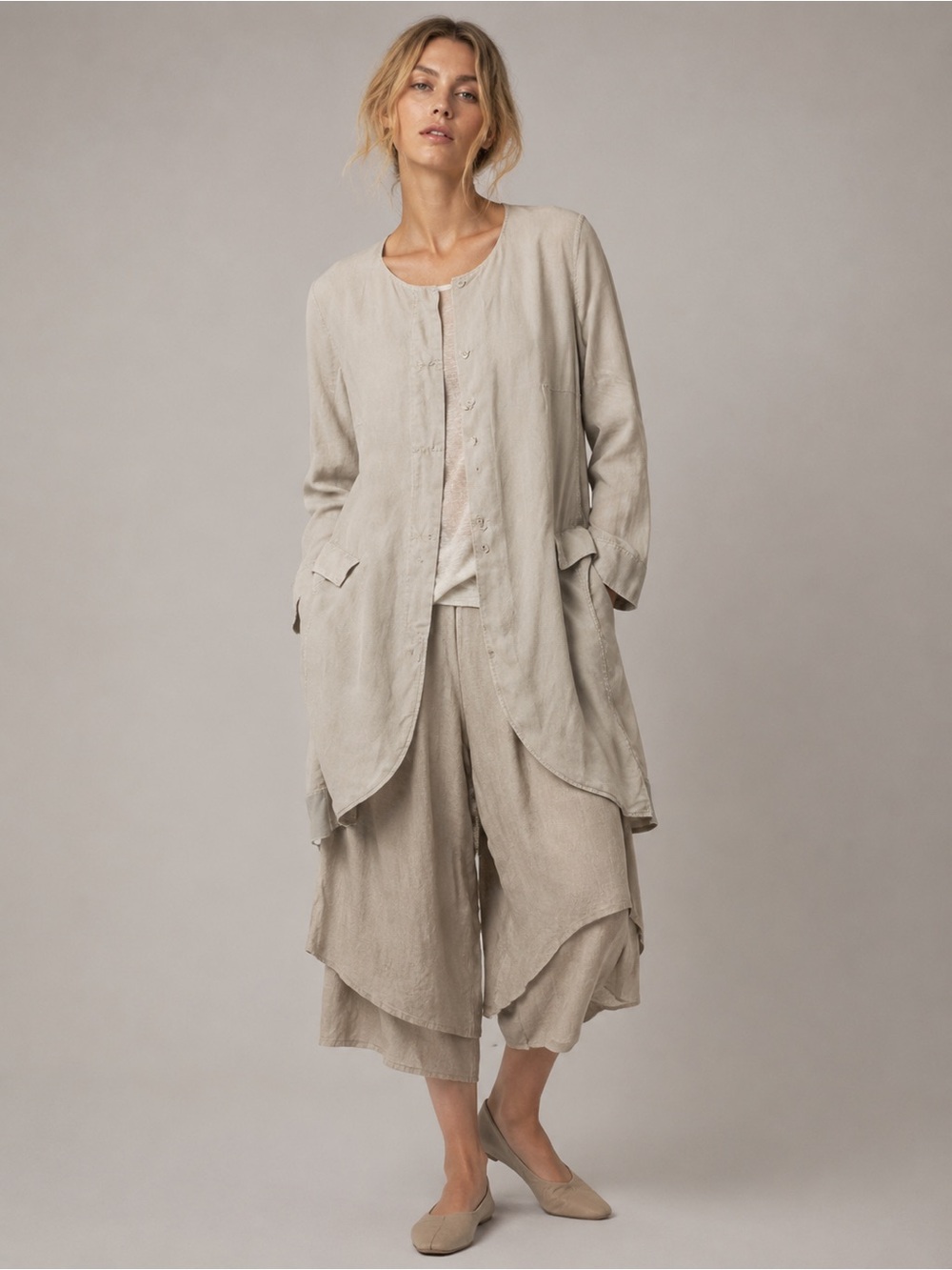 OSKA Linen Lagenlook Button Down Coat